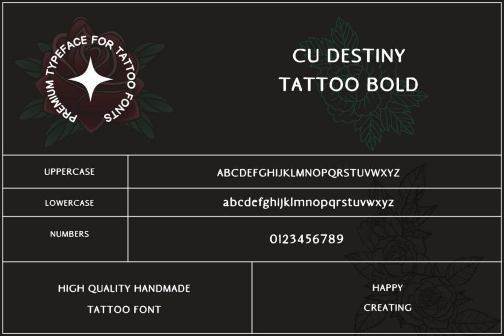 CU Destiny Tattoo Font Preview 3