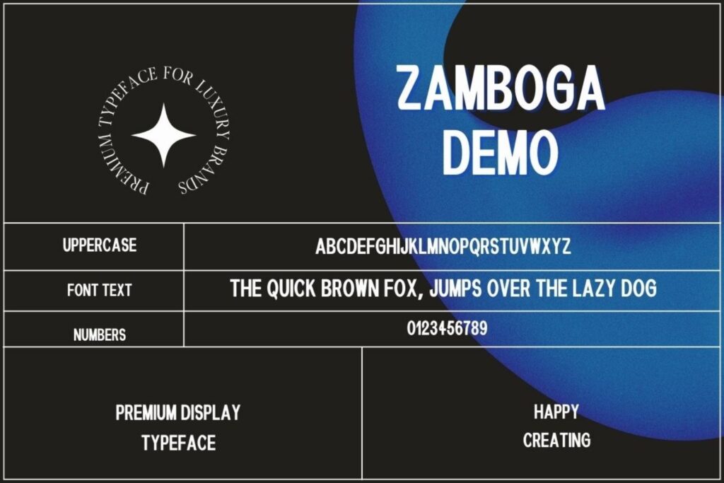 Zamboga Display Font Preview 2